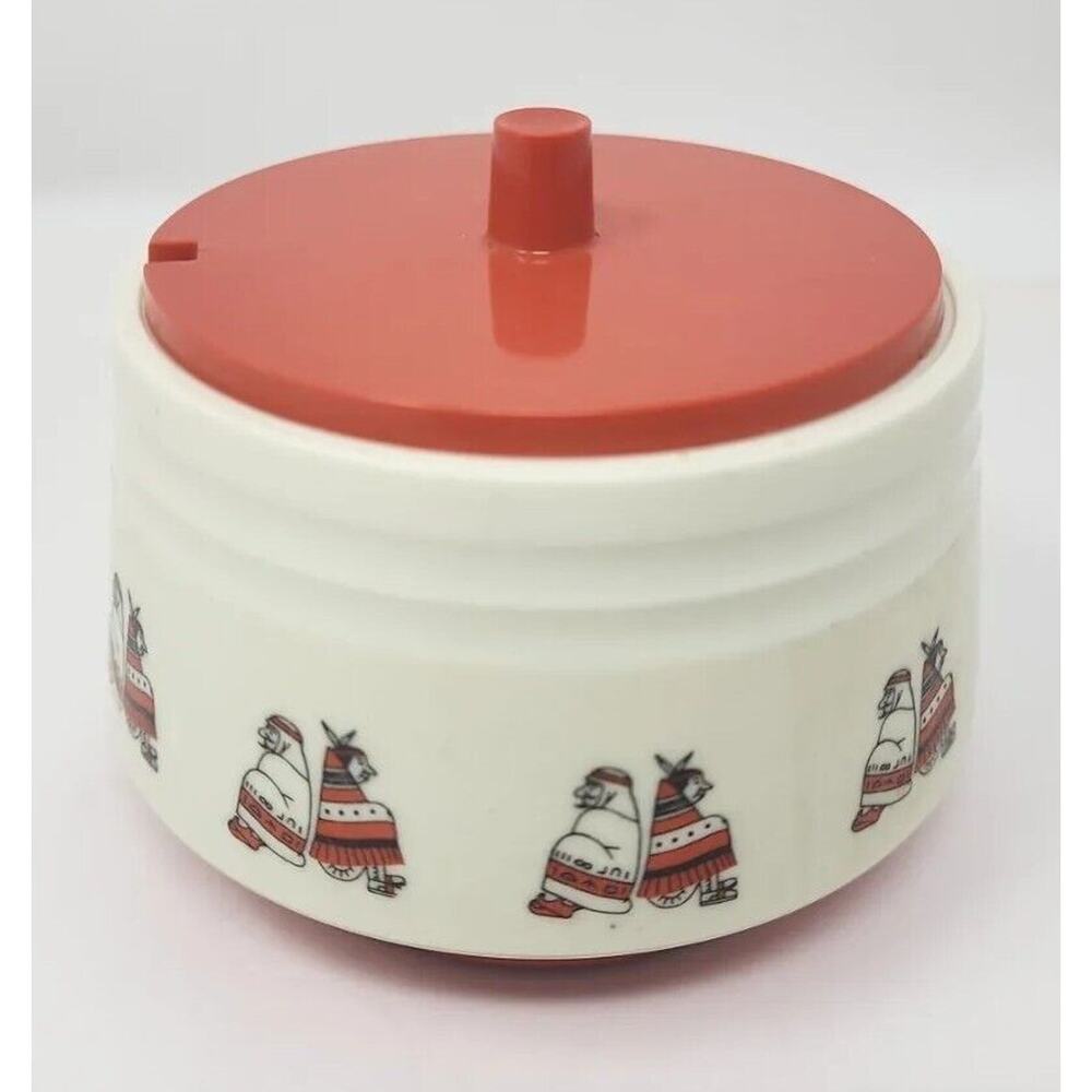 Vintage Taiki fine plastic‎ native american motif dish with lid U133